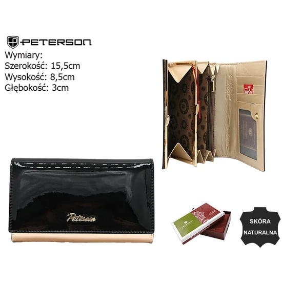Női bőr pénztárca Fekete+R.Gold