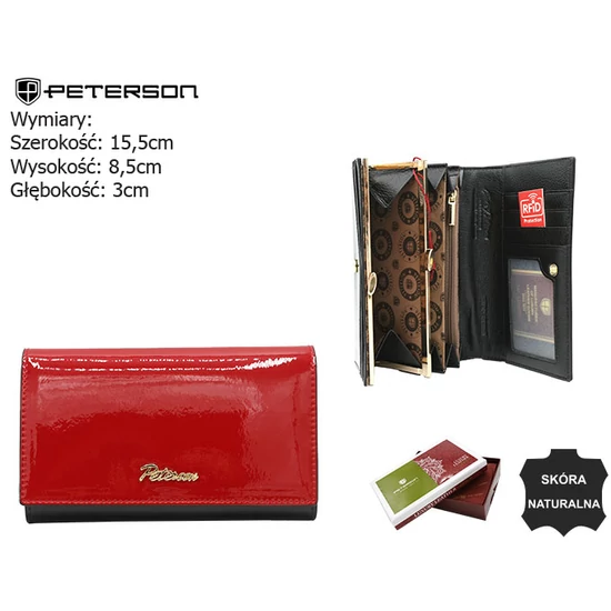 Női bőr pénztárca PTN 1N-466 Piros+fekete