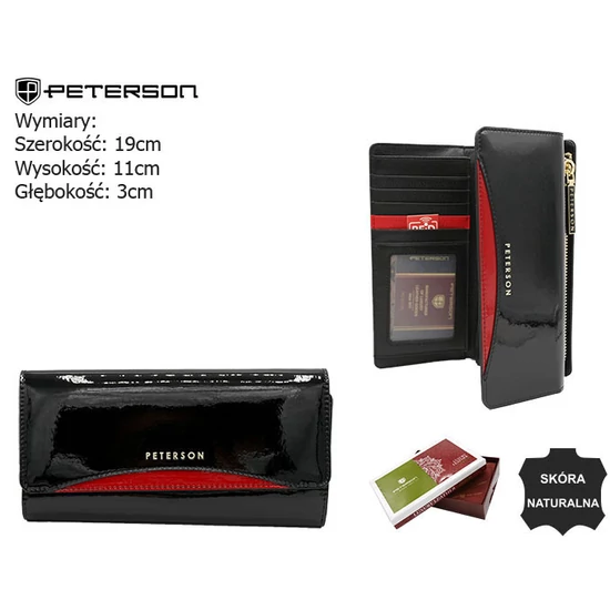 Női bőr pénztárca PTN BC-415 Fekete+piros