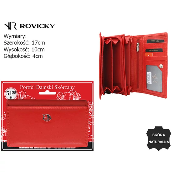 Női bőr pénztárca R-D1520-NCD-BL piros
