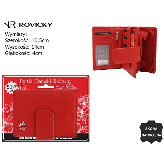Női bőr pénztárca R-D1503-NCD-BL piros