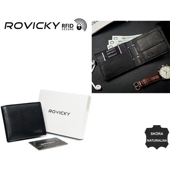 ROVICKY RFID bőr pénztárca N8824-PZ-CCR Fekete