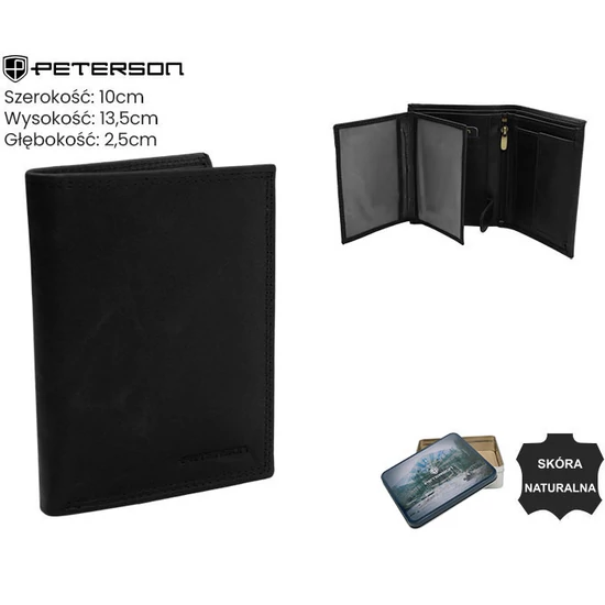 Férfi bőr pénztárca PTN N4-LWC Fekete