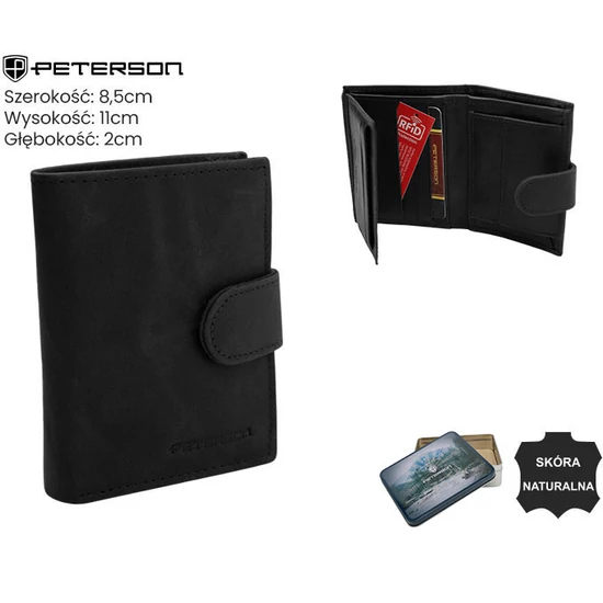 Férfi bőr pénztárca PTN RM-12L-LWC Fekete