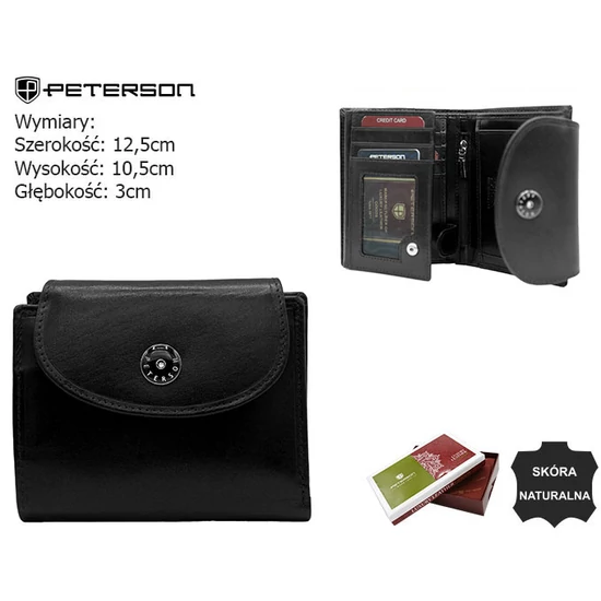 Női bőr pénztárca PTN 70614-9-TVT Fekete