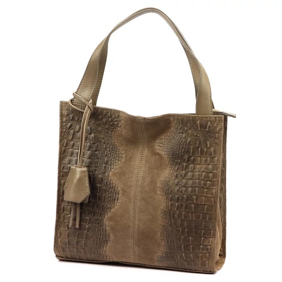 Különleges velúr bőr női táska fekete színben