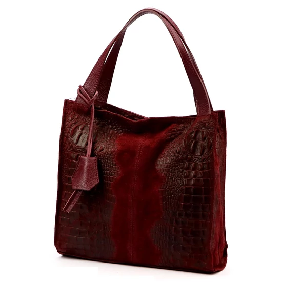 Különleges velúr bőr női táska fekete színben