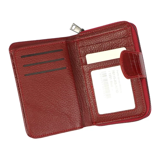 Valódi bőr Pénztárca piros színben RFID védelemmel