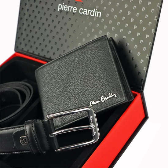 Pierre Cardin Valódi bőr Férfi pénztárca és öv Ajándékcsomag