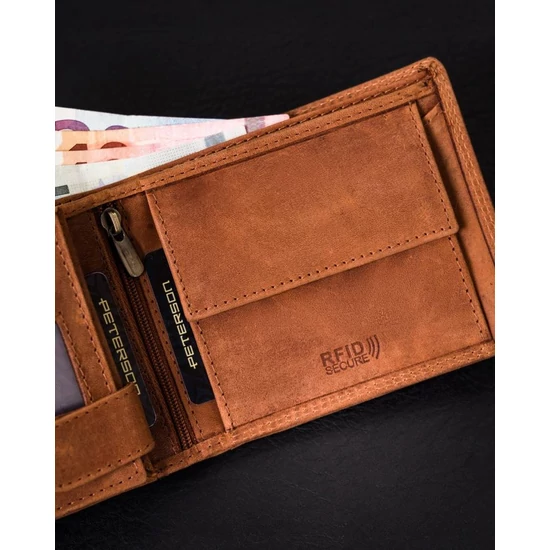PETERSON PTN N992C-CHM-03 Cognac RFID bőr pénztárca