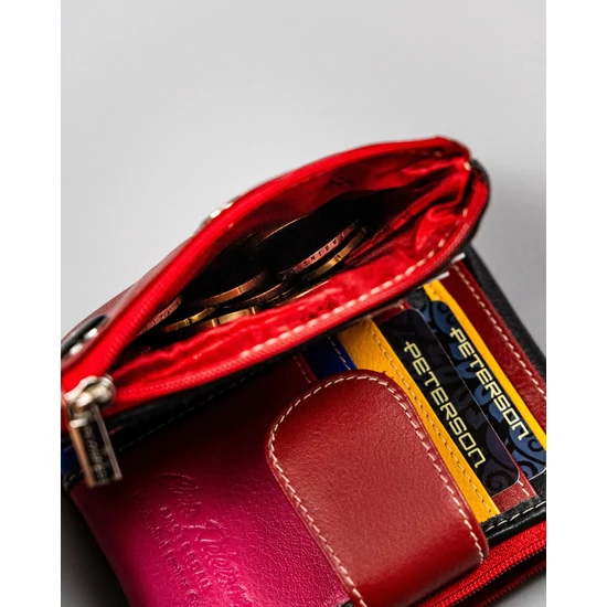 Női bőr pénztárca PTN D24-S-MNK Red Multi