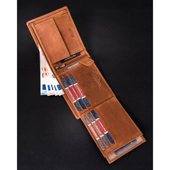 PETERSON PTN N992C-CHM-03 Cognac RFID bőr pénztárca