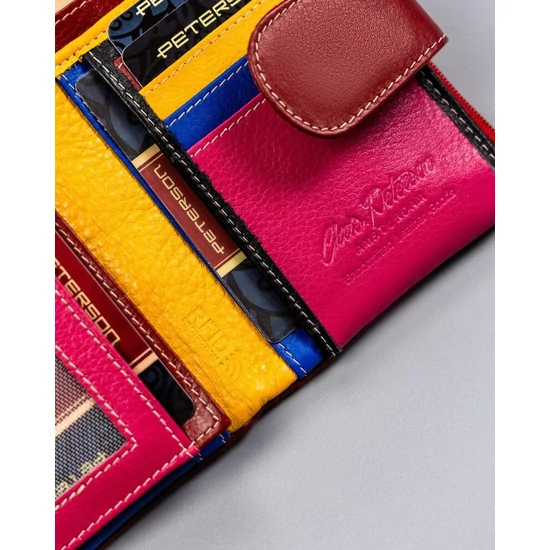 Női bőr pénztárca PTN D24-S-MNK Red Multi