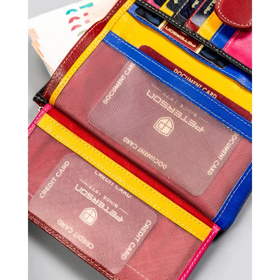 Női bőr pénztárca PTN D24-L-MNK Red Multi