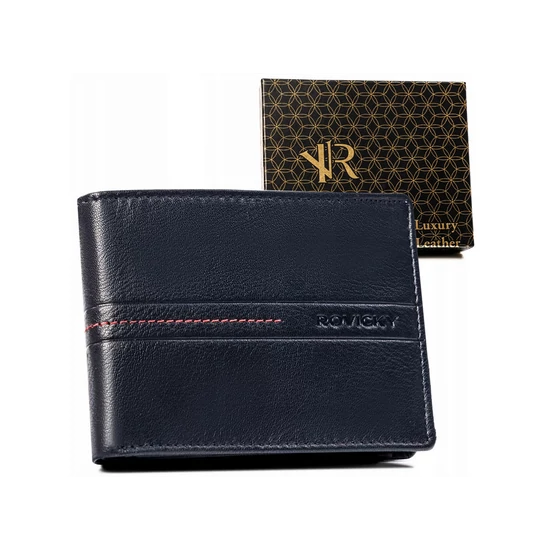 Bőr pénztárca R-N992-GAT Navy+Red