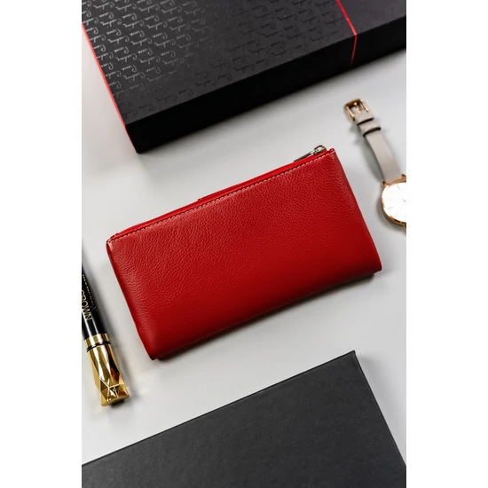 Női bőr pénztárca PTN D24-L-MNK Red Multi