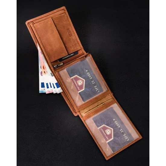 PETERSON PTN N992C-CHM-03 Cognac RFID bőr pénztárca
