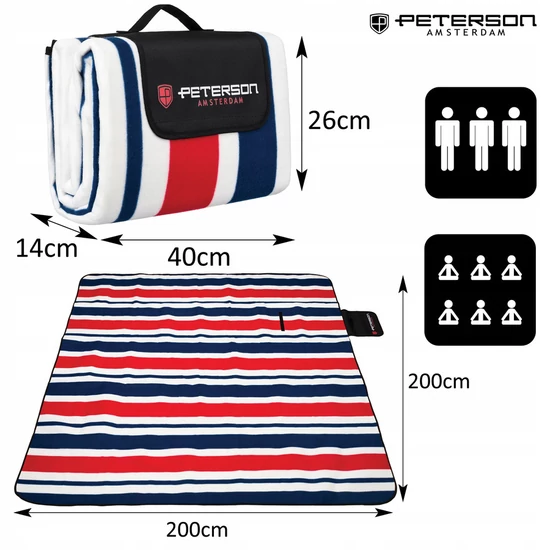 Piknik takaró PTN KOC4 Navy piros