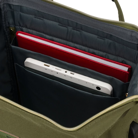 Peterson khaki laptop hátizsák USB töltővel - Wizz Air/Ryanair méret