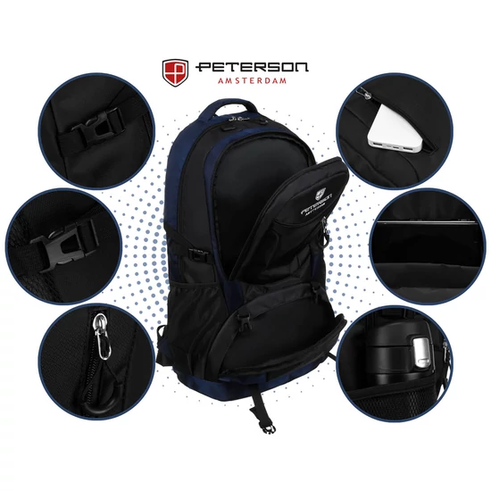 Peterson Hátizsák PTN PWY-01 Navy + fekete
