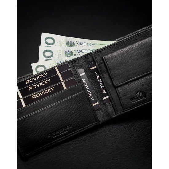 ROVICKY RFID bőr pénztárca N8824-PZ-CCR Fekete