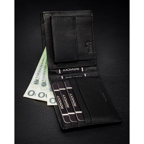 ROVICKY RFID bőr pénztárca N8824-PZ-CCR Fekete