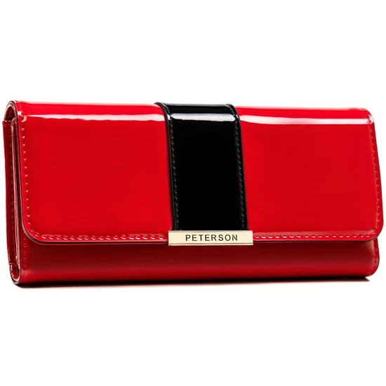 PETERSON PTN 006-LAK piros+fekete RFID öko bőr pénztárca