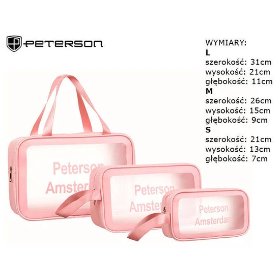 PETERSON PTN KOS-3W1 kozmetikai táskakészlet ökobőrből