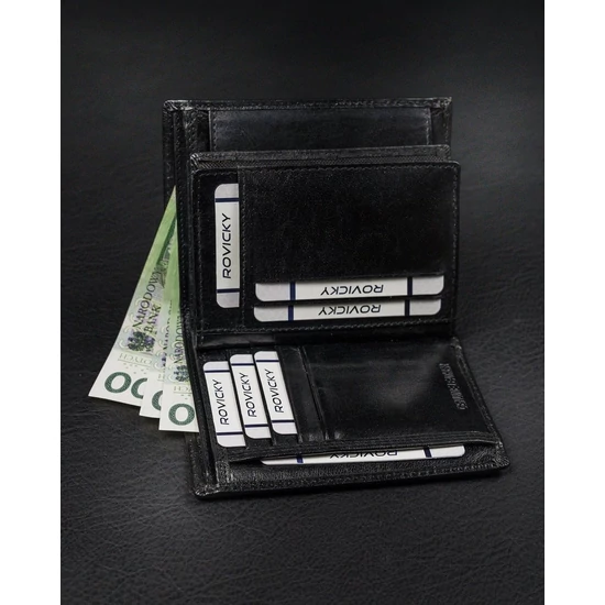 RFID bőr pénztárca ROVICKY RV-7870 Fekete