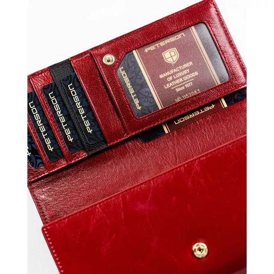 PETERSON PTN PL-490 Piros+fekete RFID bőr pénztárca