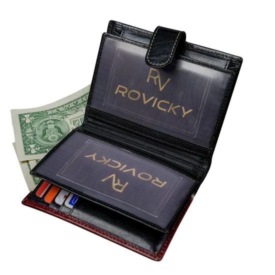 RFID bőr pénztárca ROVICKY 331L-RBA-D NAVY-RED