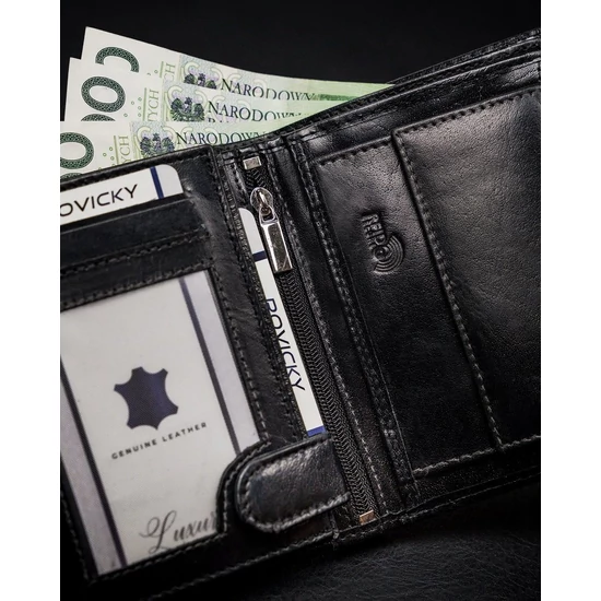RFID bőrtárca ROVICKY N4-CMC Fekete