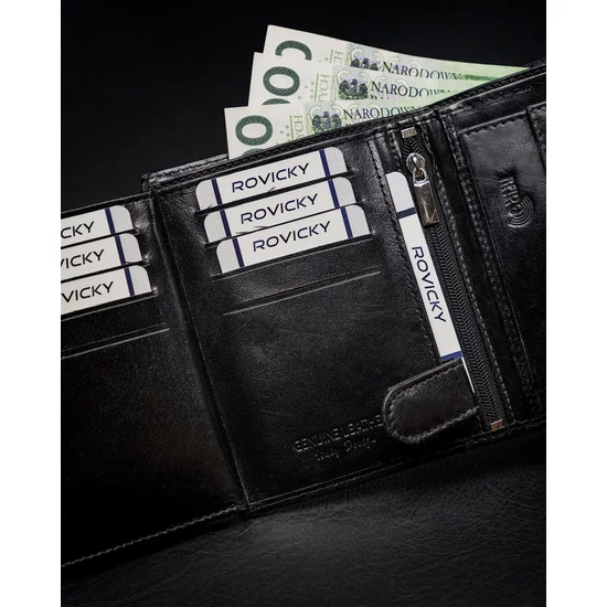 RFID bőrtárca ROVICKY N4-CMC Fekete