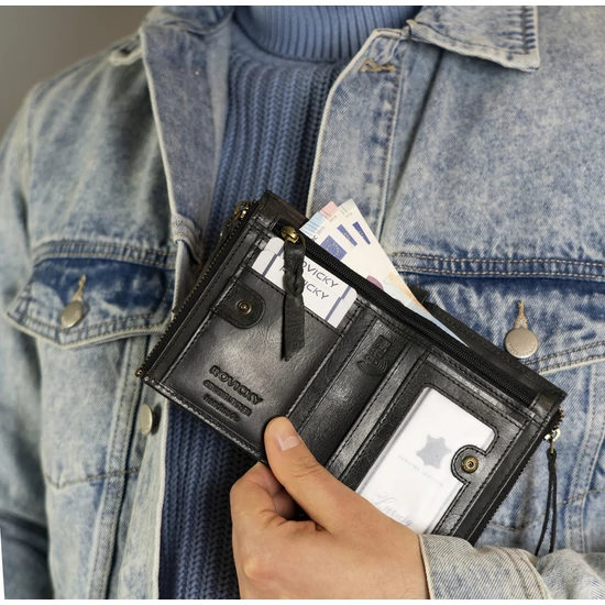 ROVICKY RFID bőr pénztárca N1226-RHP Fekete