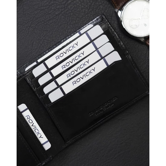 RFID bőr pénztárca ROVICKY N993-RVTS Fekete+piros