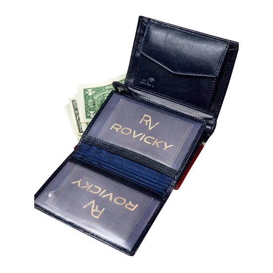 ROVICKY bőr RFID pénztárca 326-RBA-D NAVY-RED