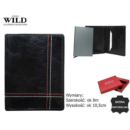 ALWAYS WILD bőr pénztárca N9001-VTK-D Fekete