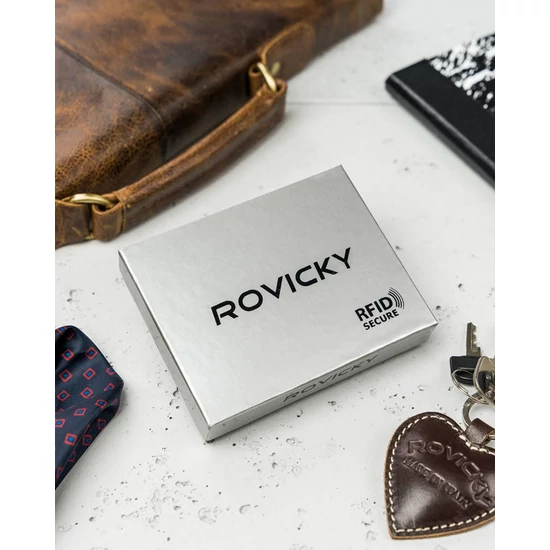 ROVICKY N61L-RVT D.Brown RFID bőr pénztárca