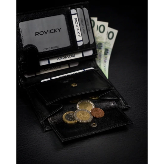 RFID bőrtárca ROVICKY 1541-03-BOR Fekete+piros