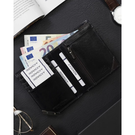 ROVICKY RFID bőr pénztárca N484-RVTM-GN