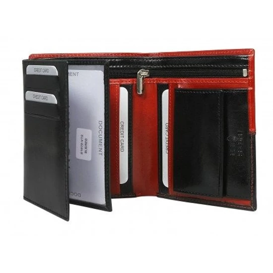 RFID bőr pénztárca ROVICKY D1072-VT2 Fekete+piros