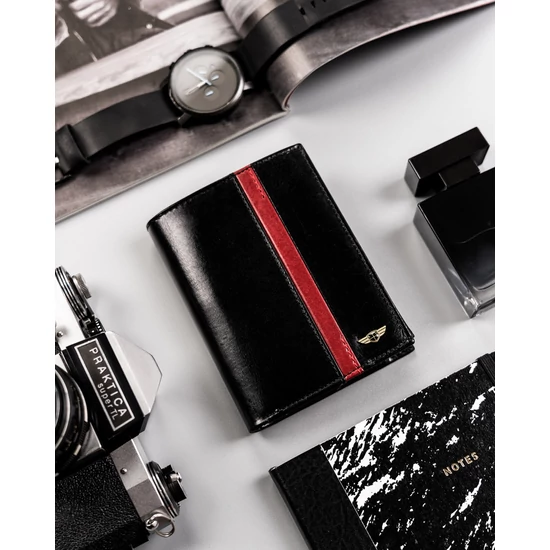 Férfi bőrtárca PTN N104-VTP BL-RED