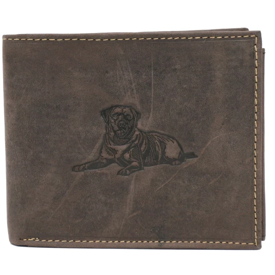 Bőr pénztárca kutya képpel RFID N992-CHM-DOG-1 Cognac