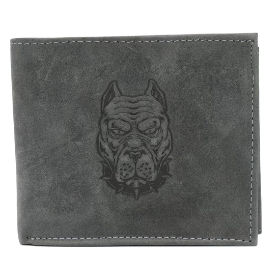 Férfi bőr pénztárca RFID védelmi kutyaképpel N992-CHM-DOG-2 Cognac