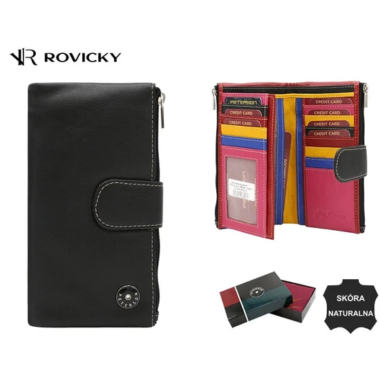 Női bőr pénztárca PTN D24-L-MNK Black Multi