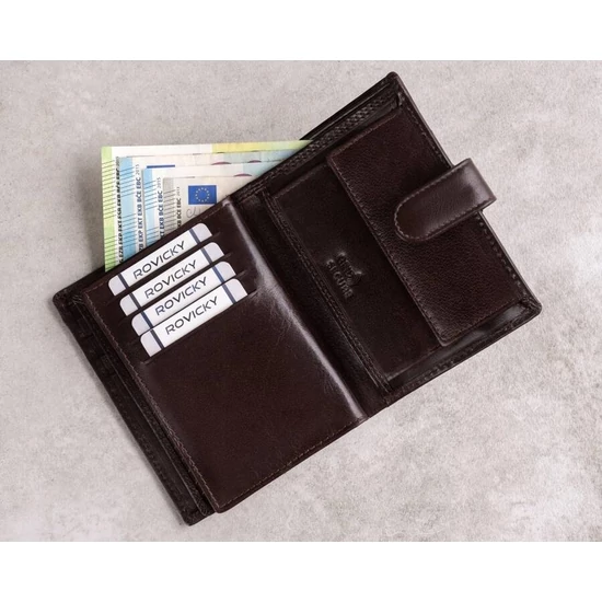 Férfi RFID bőr pénztárca PC-105L-BAR Fekete
