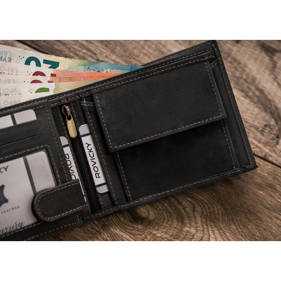 Bőr pénztárca kutya képpel RFID N992-CHM-DOG-1 Cognac