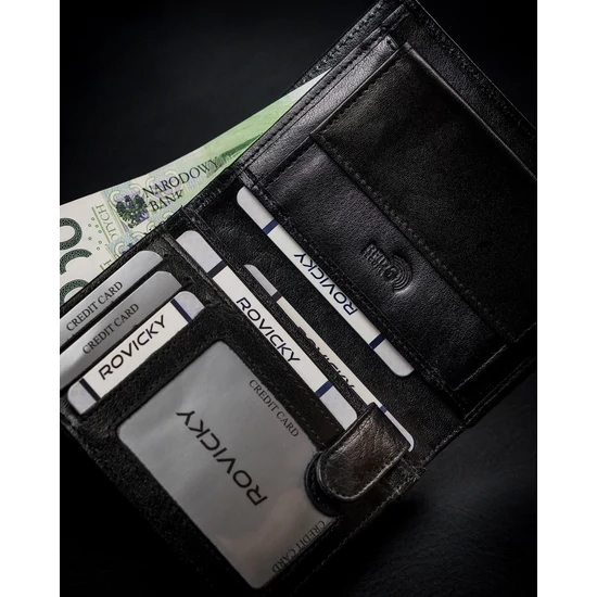 RFID bőrtárca ROVICKY 1541-03-BOR Fekete+piros