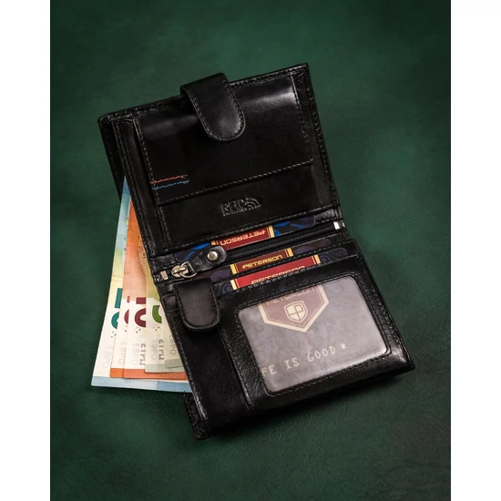 Ajándékcsomag: bőrtárca és kulcstartó PETERSON PTN SET-M-1549L-KCS