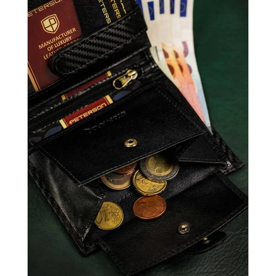 RFID bőr pénztárca PTN 303Z-CA Fekete